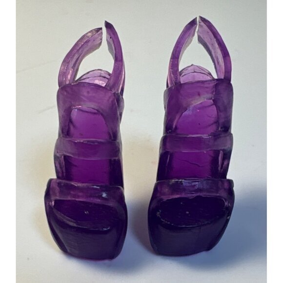 Monster High Shoes Purple Wedge Sandals Clawdeen Wolf Skull Shores Doll - Picture 2 of 4